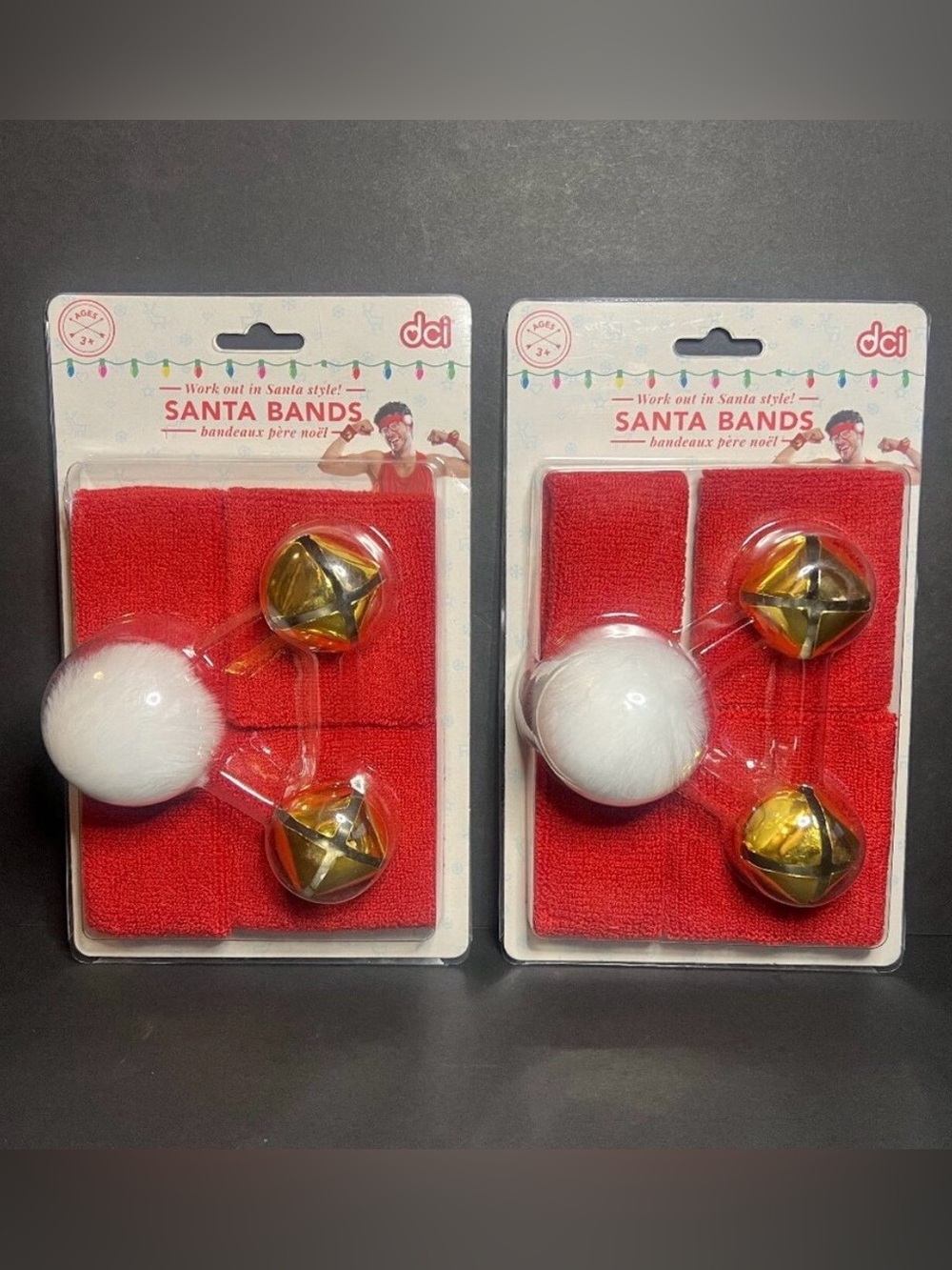 Lot of 2 DCI Red Santa Bands w/ Jumbo Bells Funny Novelty Gag Christmas Gift